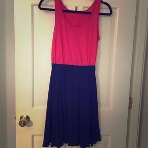 🍍Xhilaration navy and hot pink summer dress